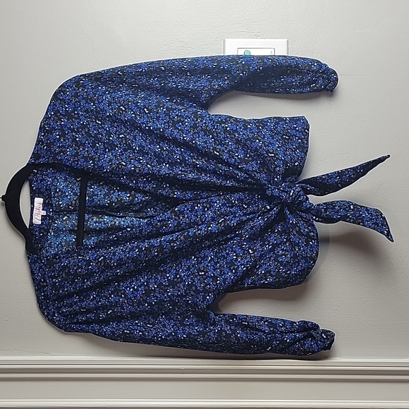 Parker-Long Sleeve Tie Crop Front Blouse, Blue-Size Medium - Picture 3 of 16